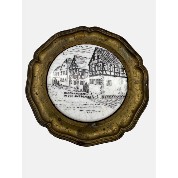 Pair Of Vintage 1978 & 1981 Volkswandertag Brass Wall Hangings 4" German Hiking - Picture 5 of 6